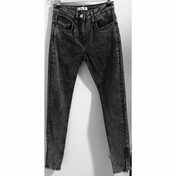 sandro washed denim with seaming