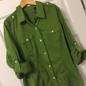 Liz Claiborne, green button down