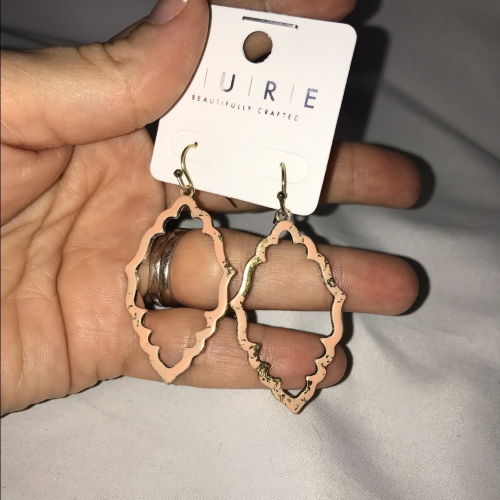 Peach antique paint finish earrings