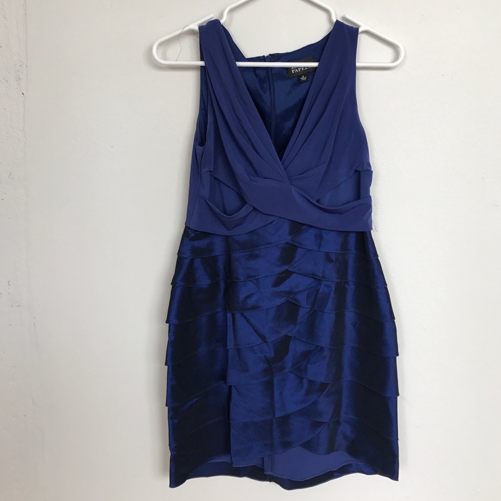 Navy ruffled Adriana Papell dress!