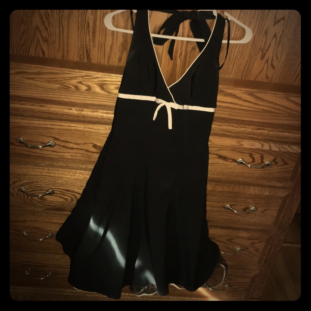 Semi Formal dress black and white halter with bow