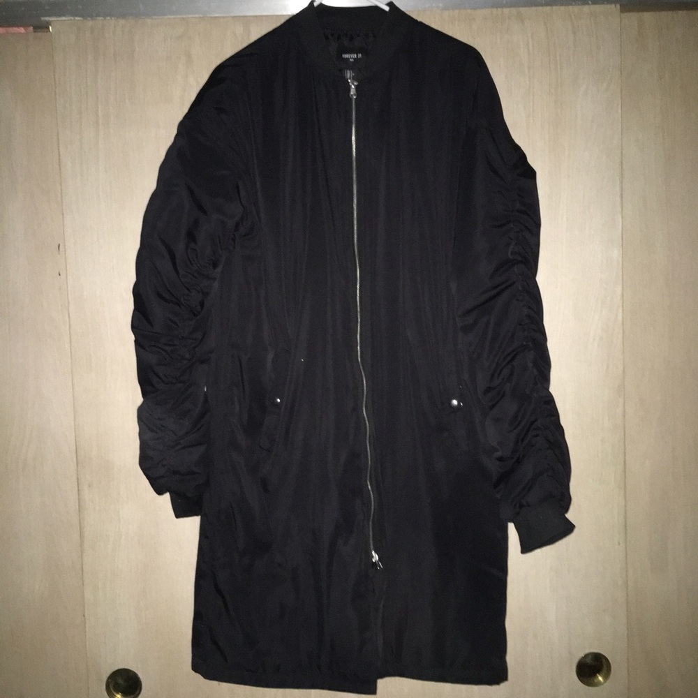 Forever 21 black long line jacket