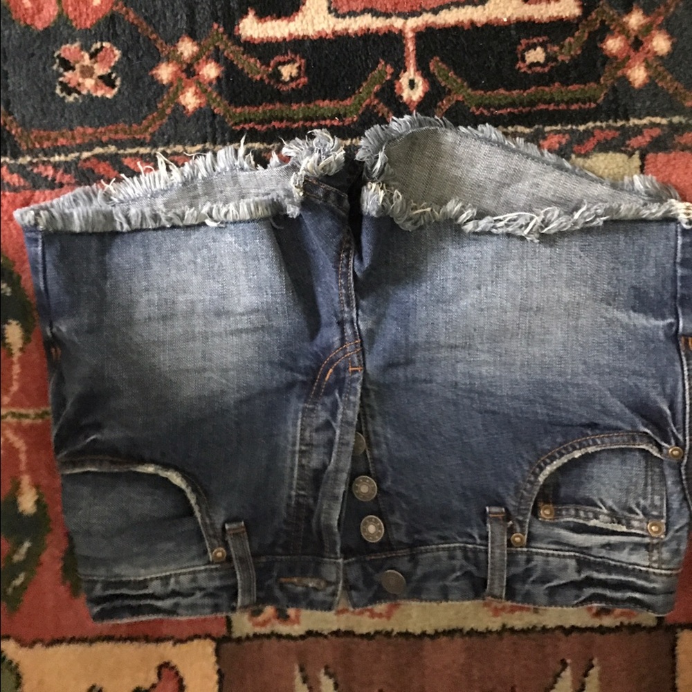 Free people cropped jean shorts