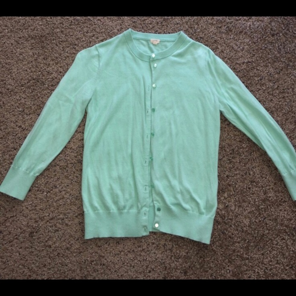 J. Crew three quarter mint green cardigan