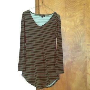 •• Black & Army Green Striped Dress ••