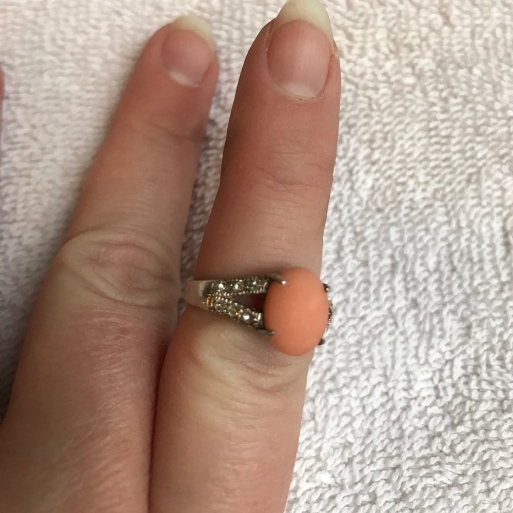 Sterling silver .925 rhinestone pink gemstone ring