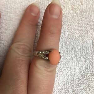 Sterling silver .925 rhinestone pink gemstone ring