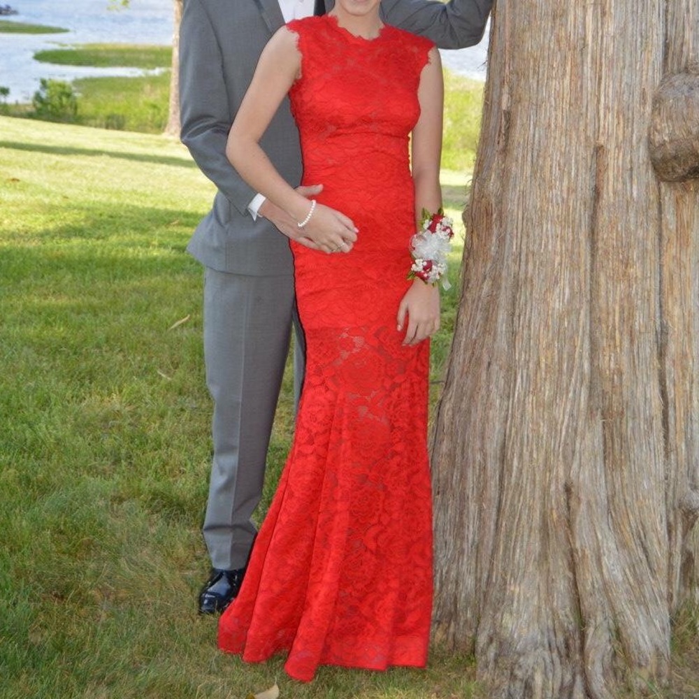Beautiful bright red prom dress