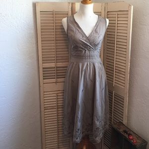 Mocha Surplus Embroidered Midi Dress