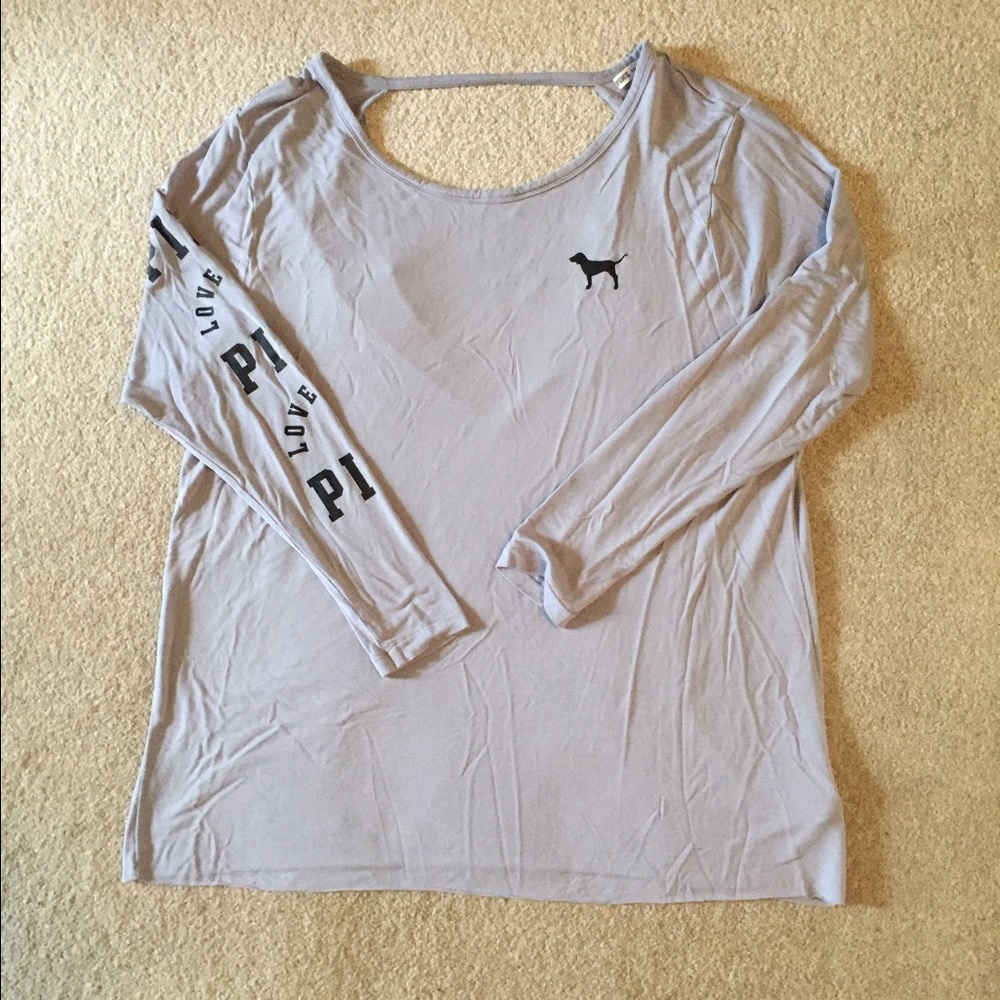 PINK Super Soft open-back long sleeve tee