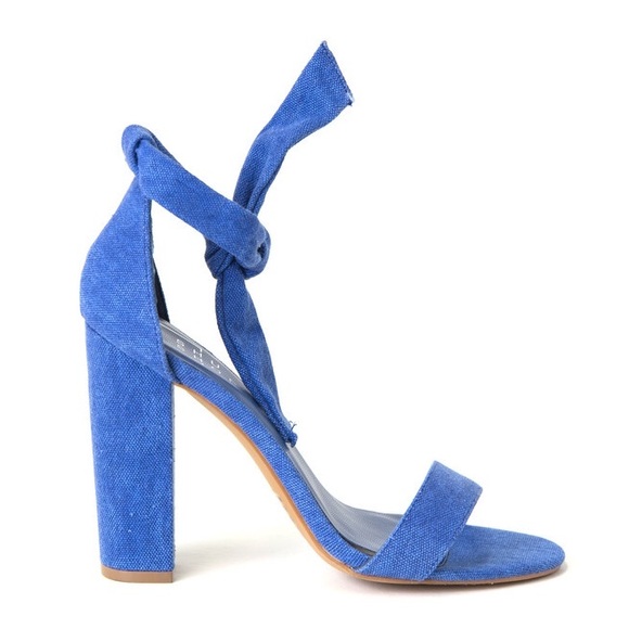 Denim Blue Block Heels - Picture 2 of 3