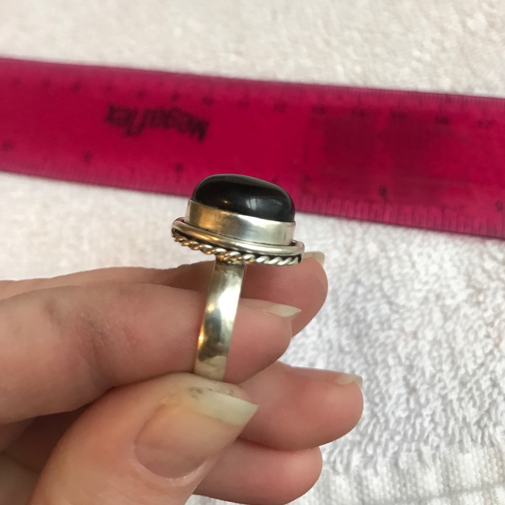 Onyx sterling silver .925 ring BoHo hippie retro