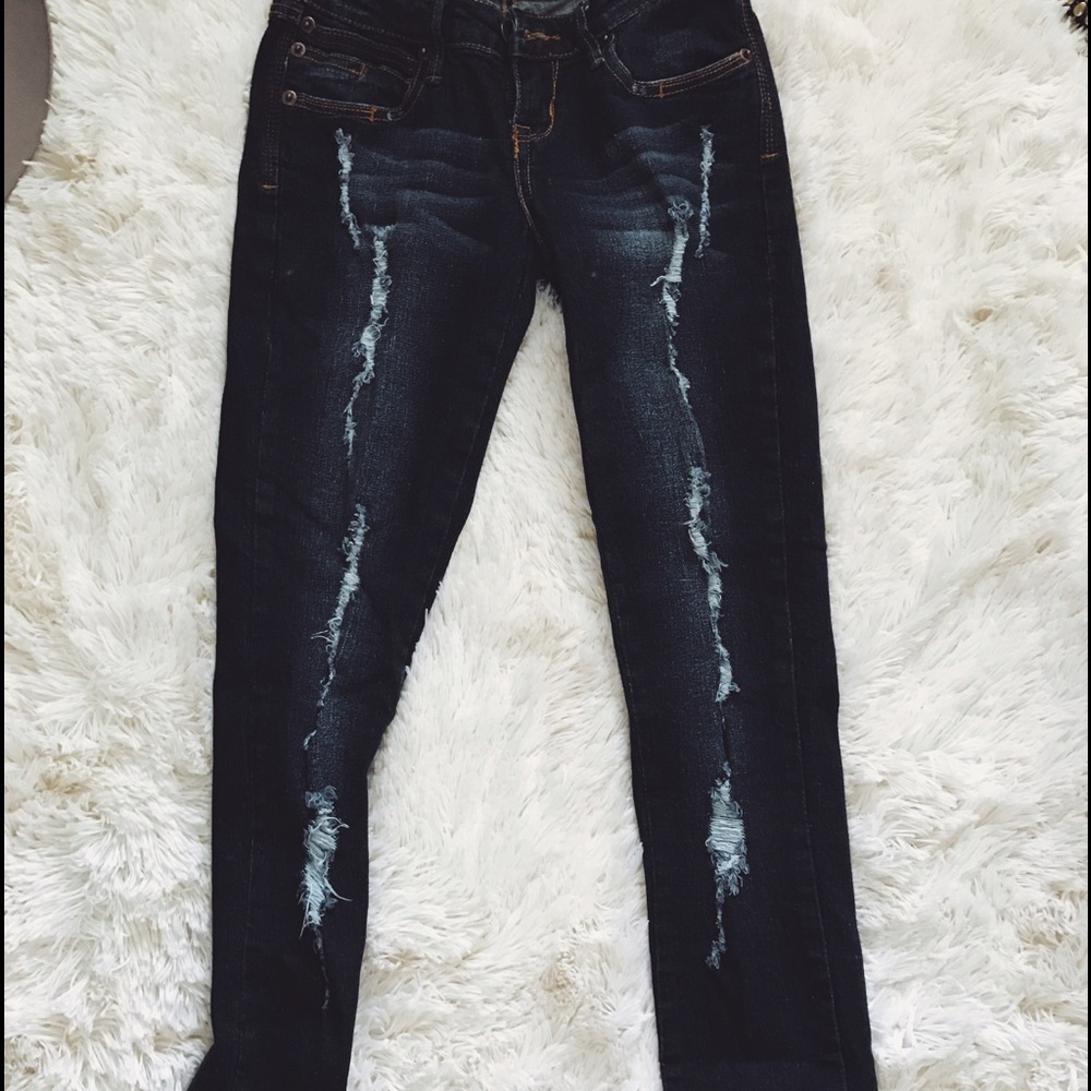 Dark Wash Distressed Jeans