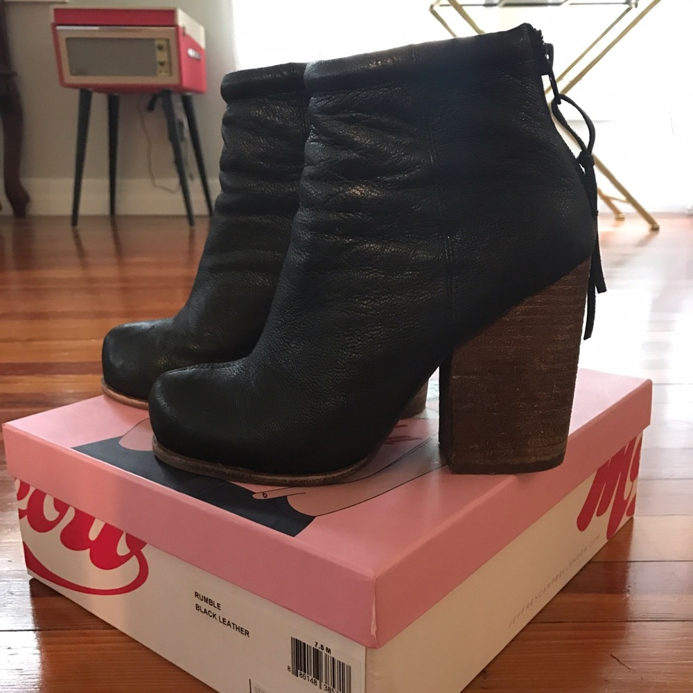 Jeffrey Campbell black leather booties