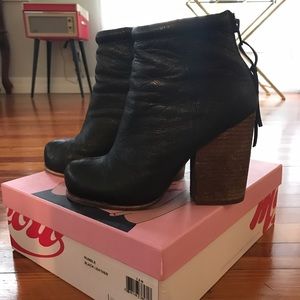 Jeffrey Campbell black leather booties
