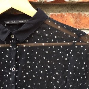 Zara Trafaluc Black Button Down Shirt Size M