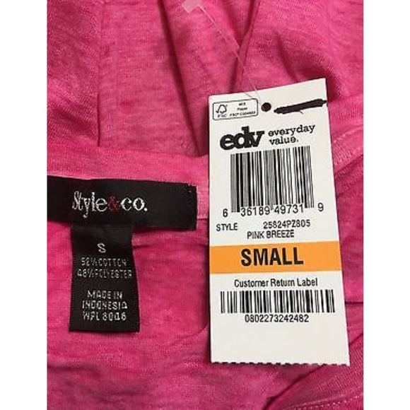 Style & Co Pink Burnout T-Shirt Top - Picture 4 of 7