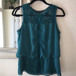 Adrianna Papell crochet peplum top