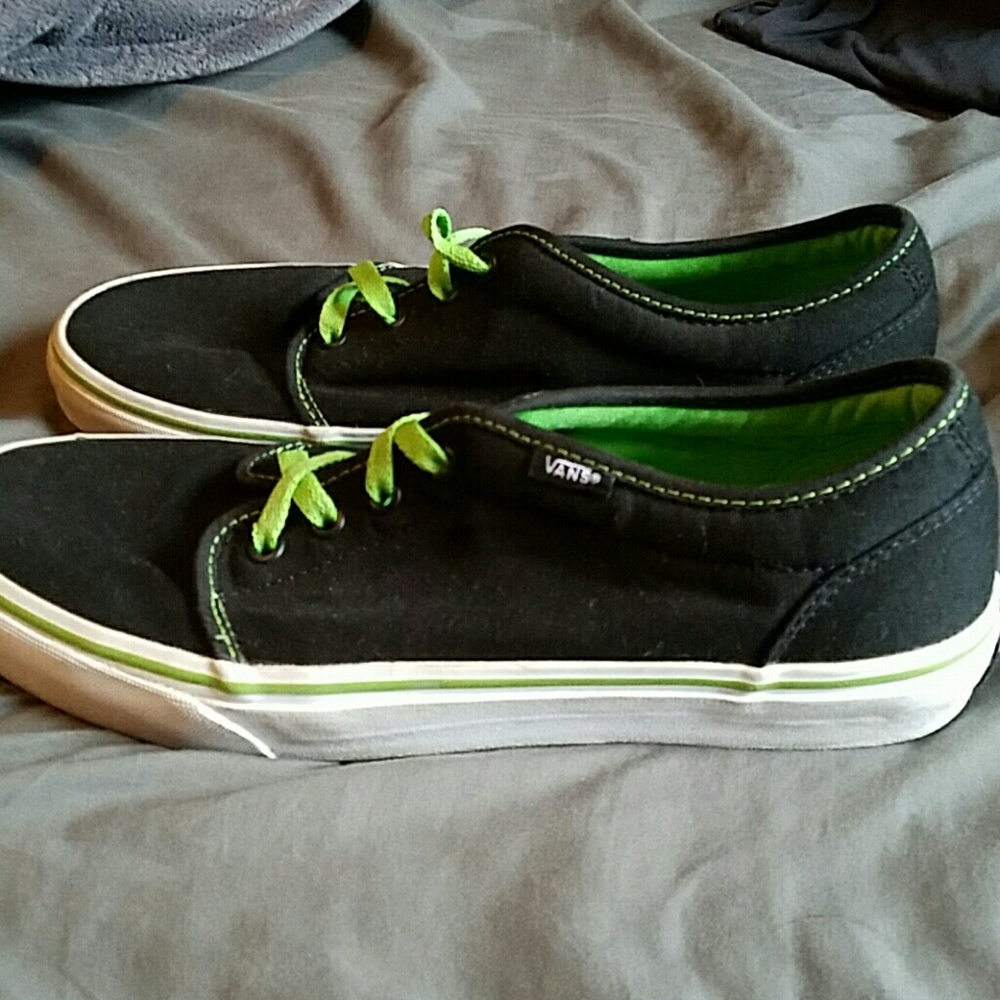 Vans low. lime green and black. Good condition.
