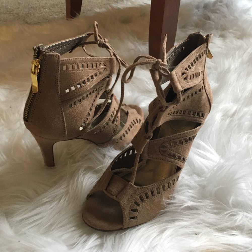 Tan lace up heels