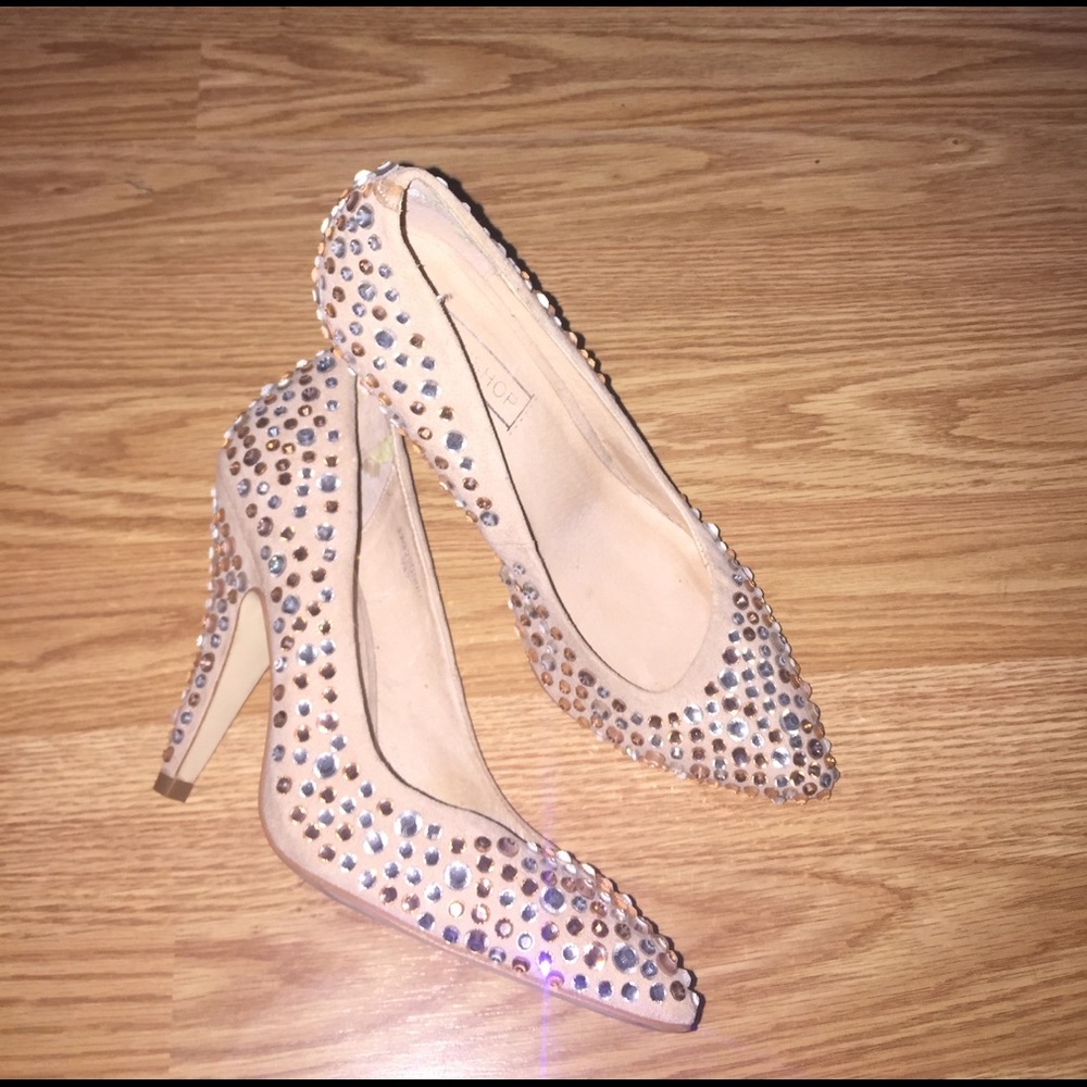 Topshop nude suede and sparkly heels