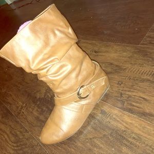 Brown leather boots