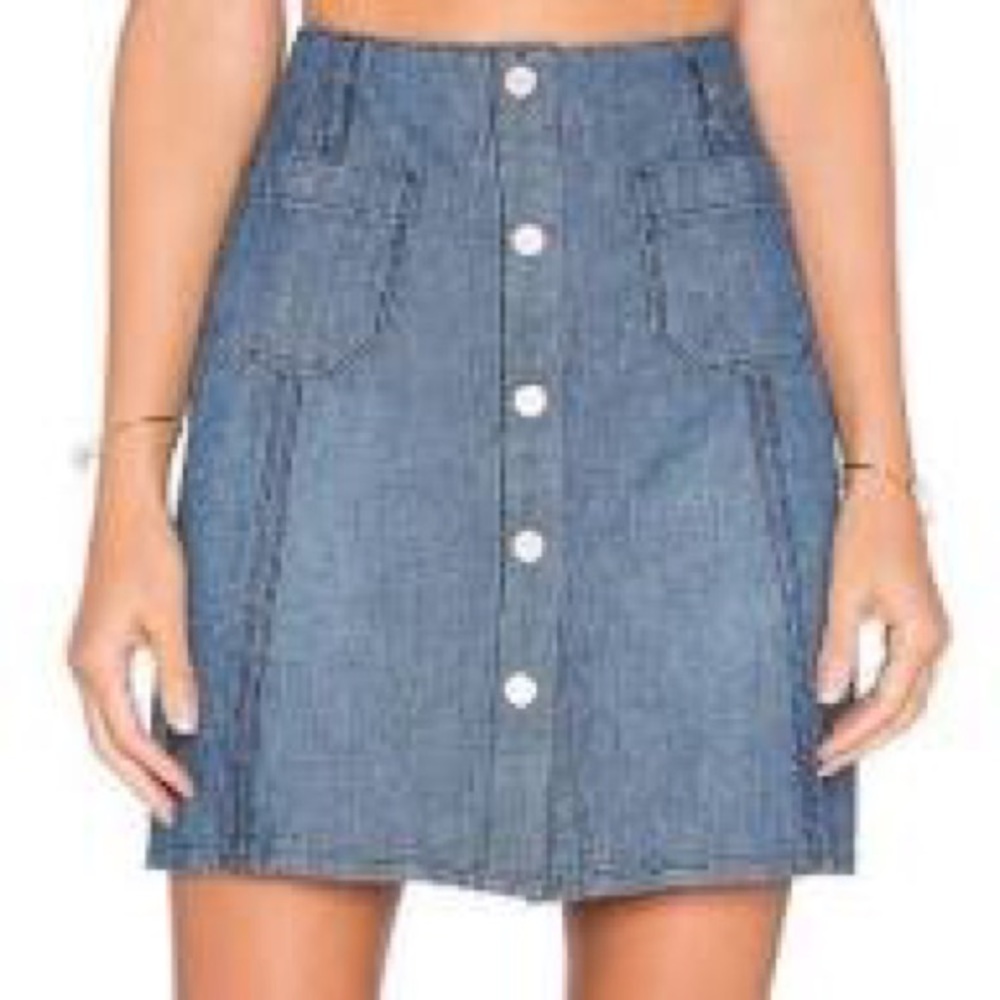 SANCTUARY SNAP FRONT DENIM SKIRT