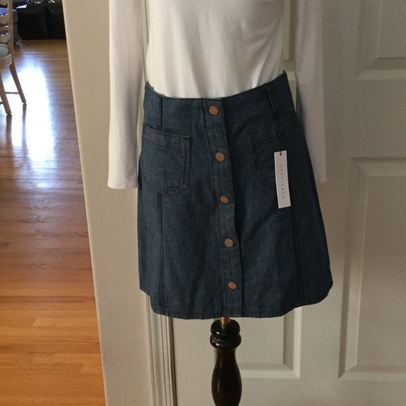 SANCTUARY SNAP FRONT DENIM SKIRT - Picture 2 of 4