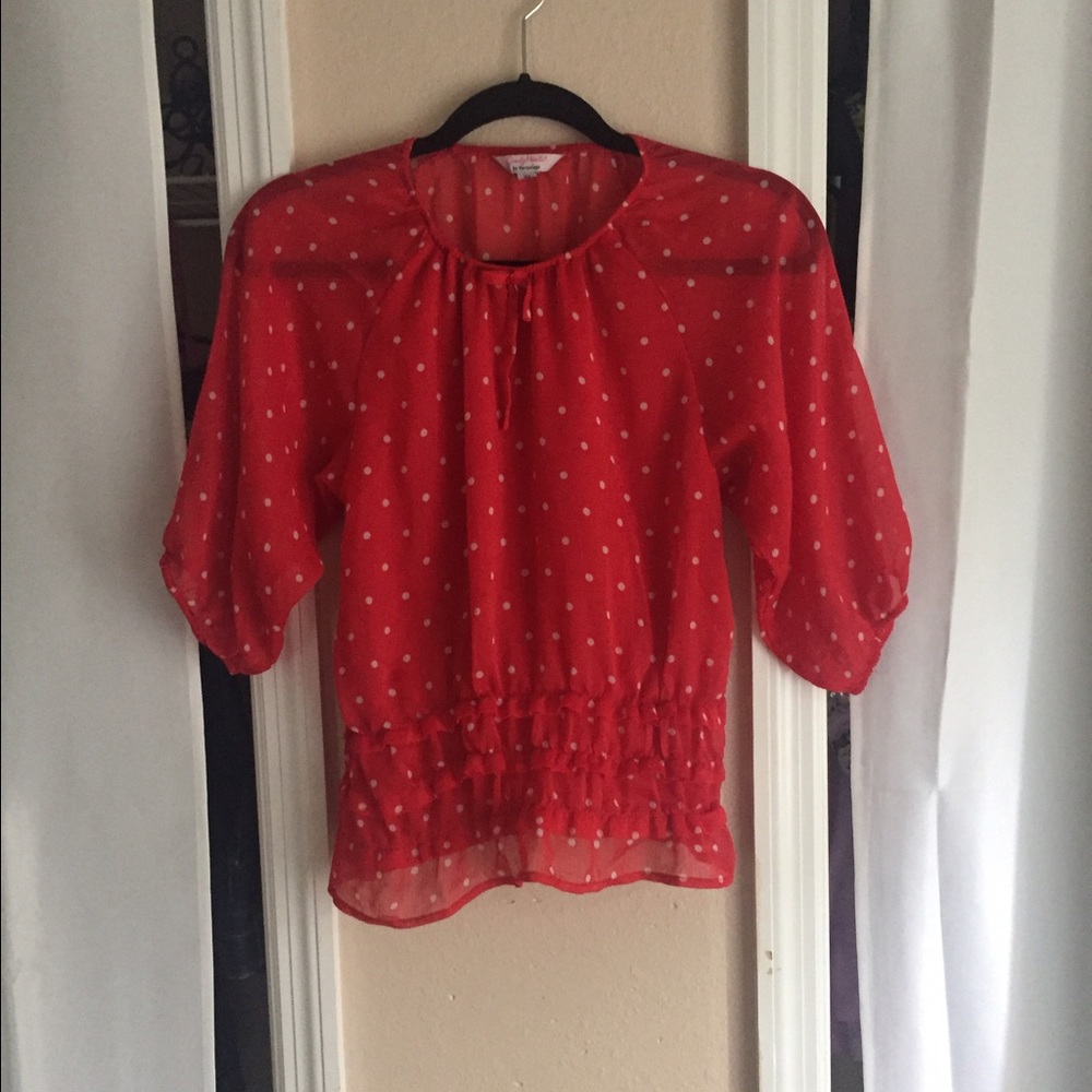 Red Polka Dot Blouse (XL Kids)