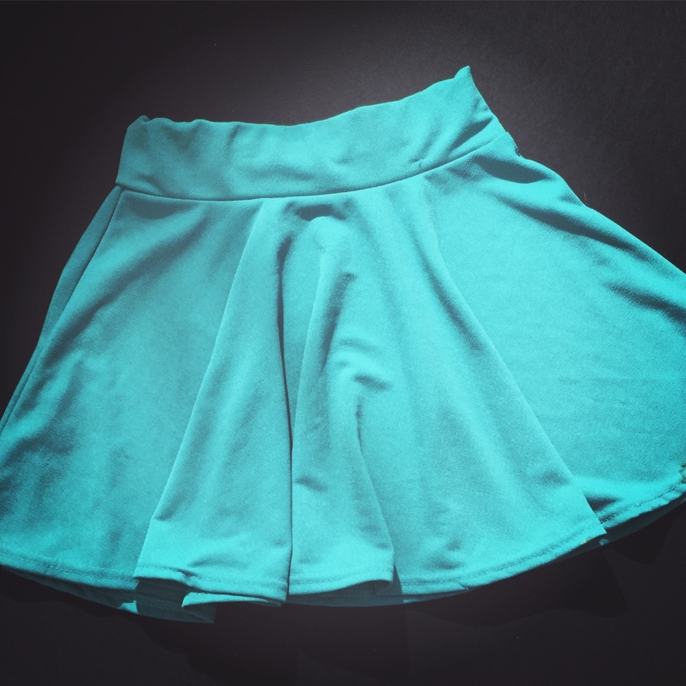 High waist teal skirt