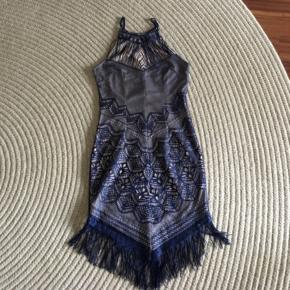 Stunning navy blue fringe dress