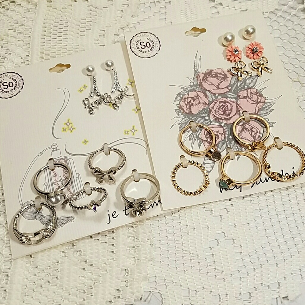 So brand 10 rings & 6 Pairs Stud Earrings