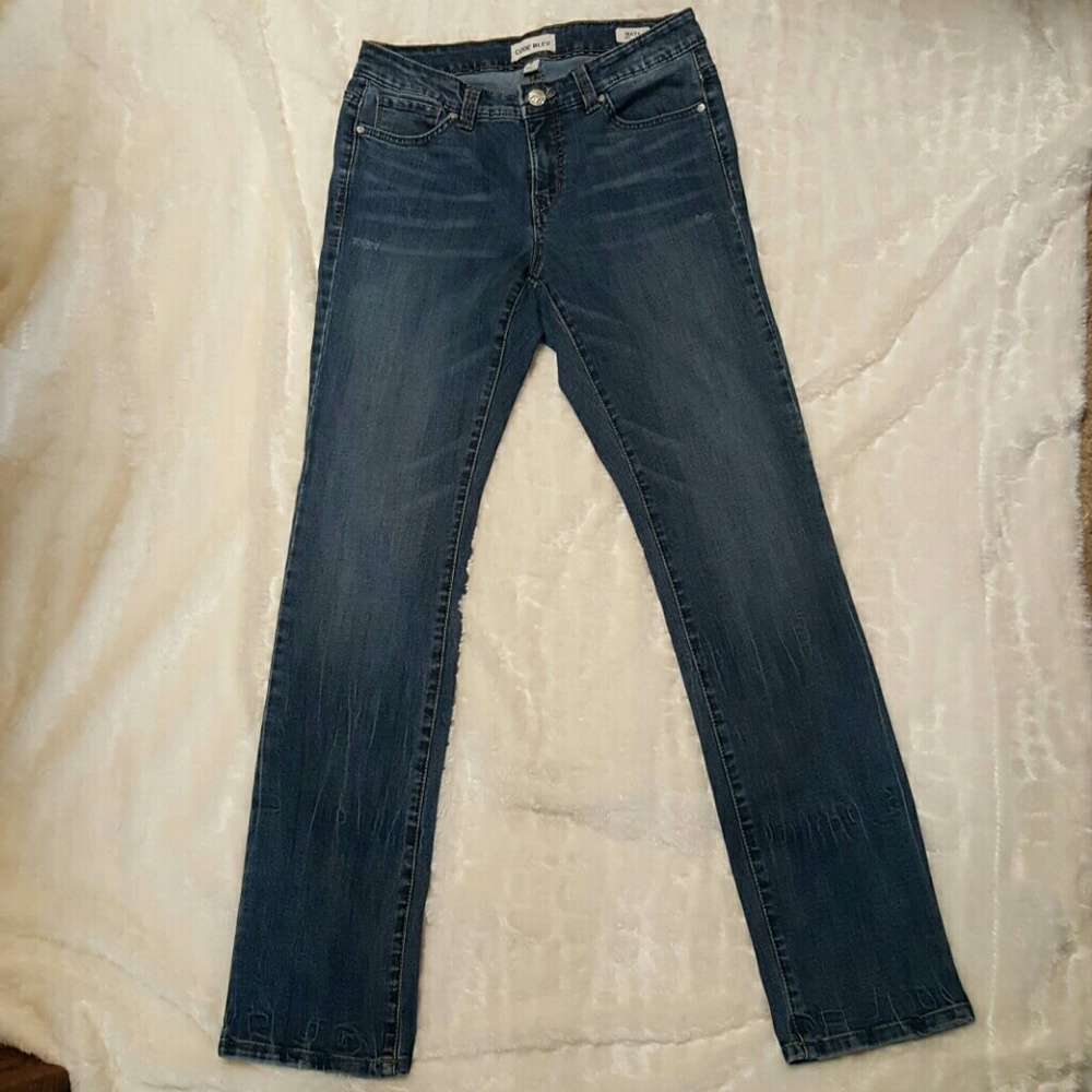 Faded straight leg jeans