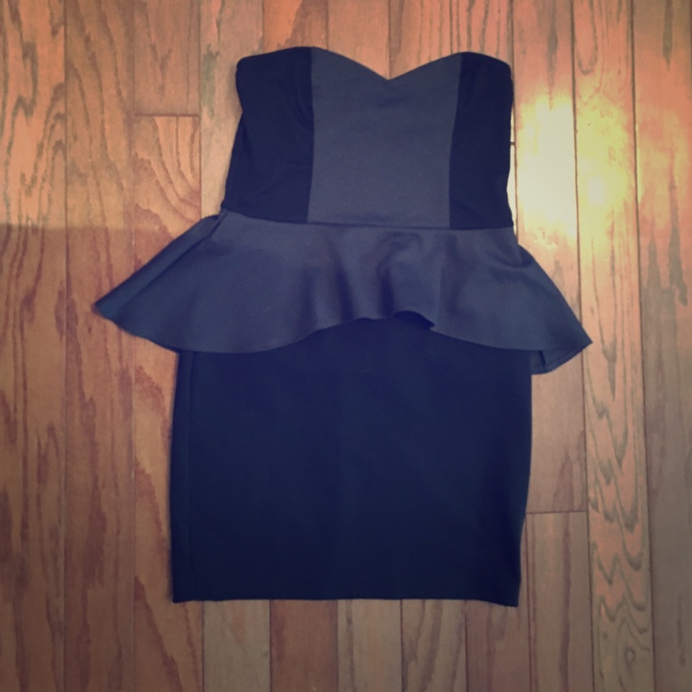 Strapless Peplum mini dress