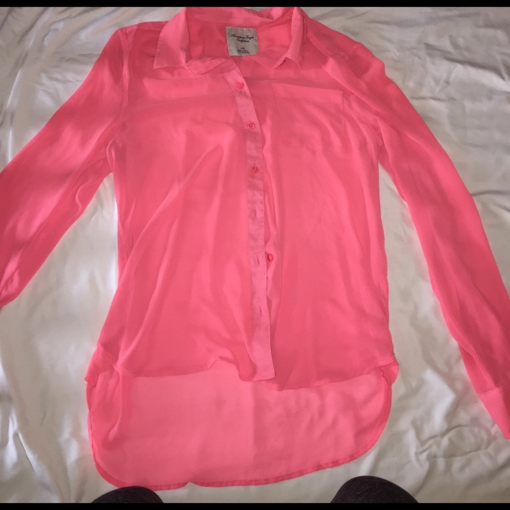 Long sleeve pink AEO blouse