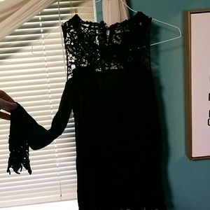 Off the shoulder black long sleeve top