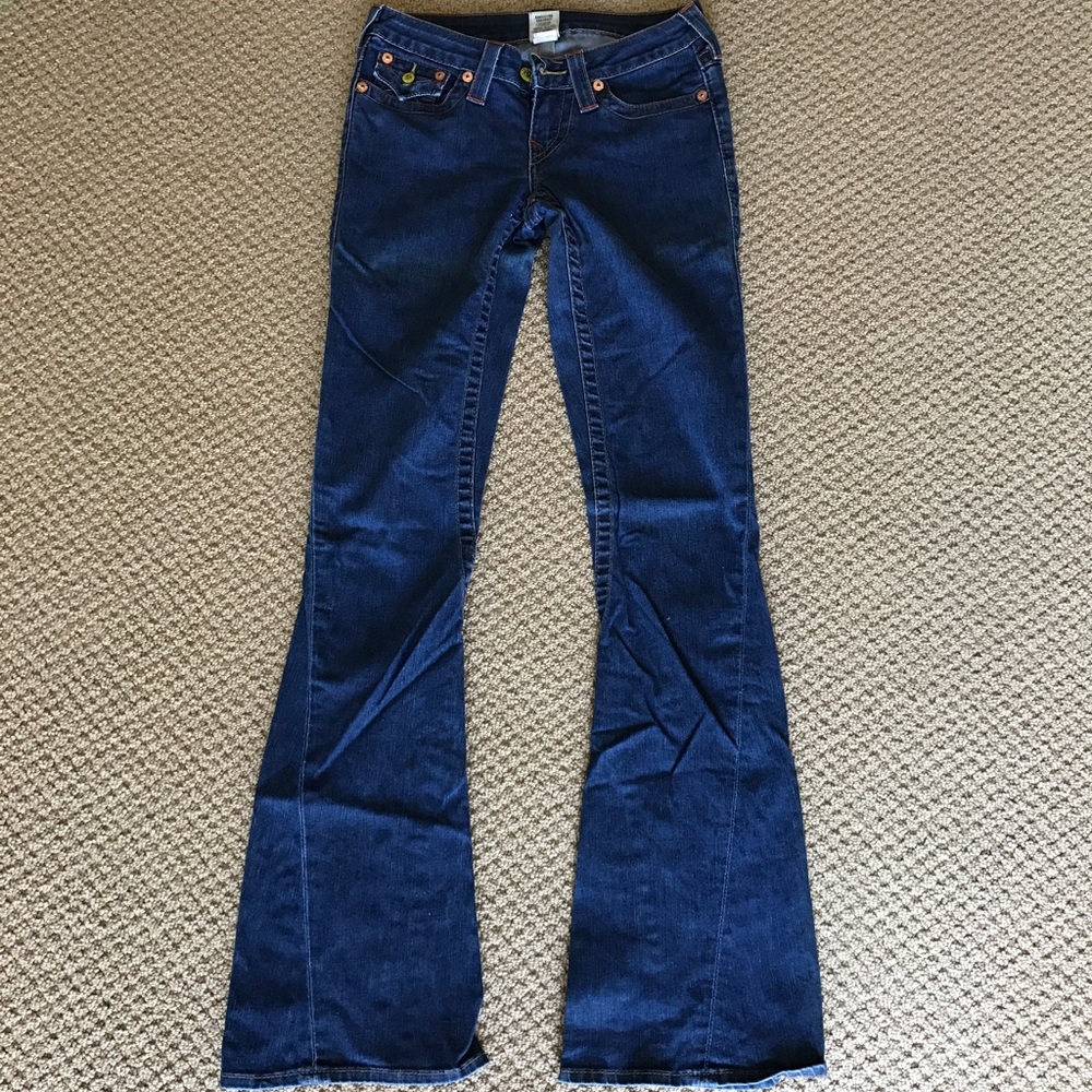 True Religion flare twisted seams jeans