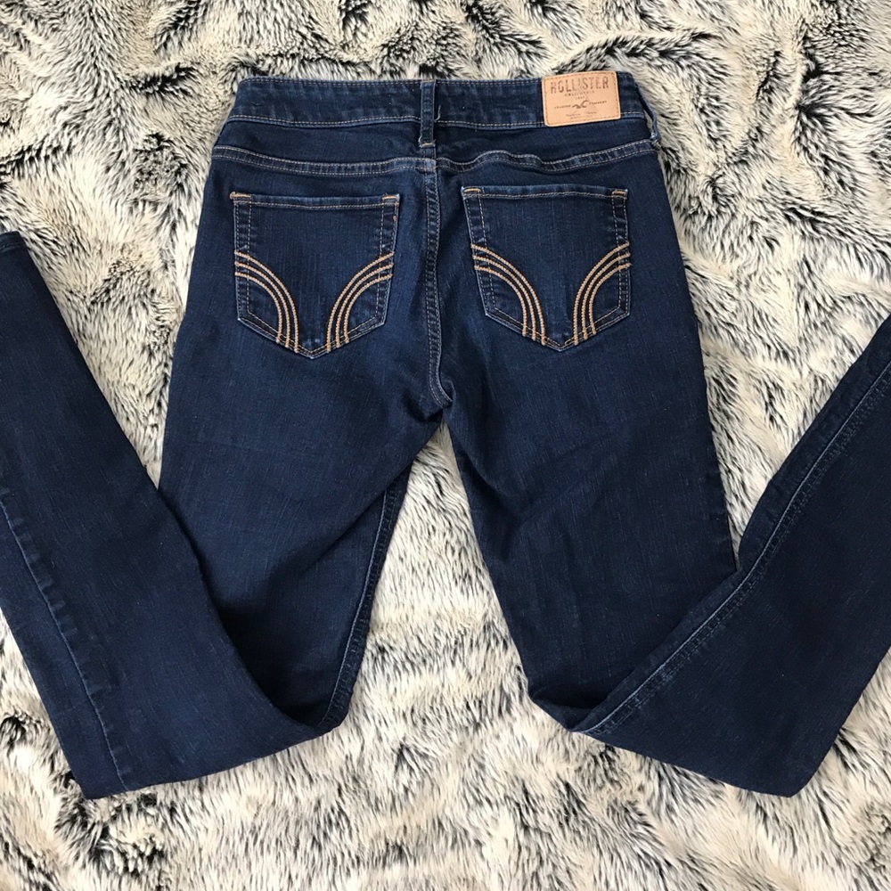 Dark blue Hollister jeans.