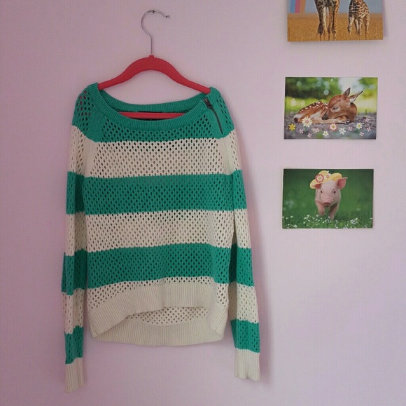 GapKids Girls Knit Striped Sweater With Holes - Picture 1 of 4