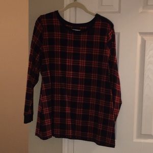 Navy Blue and Orange Plaid Top