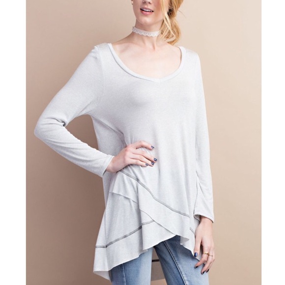 🆕JOSIE loose fit solid tunic top - LT GREY - Picture 2 of 4