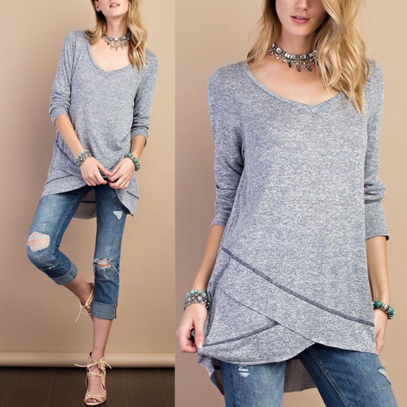 🆕JOSIE loose fit solid tunic top - LT GREY - Picture 3 of 4