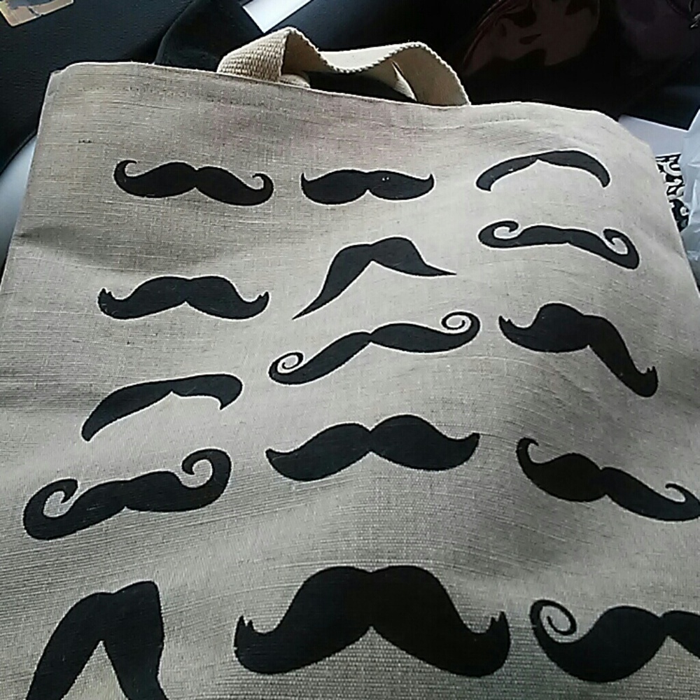 Jute Mustaches Tote Bag