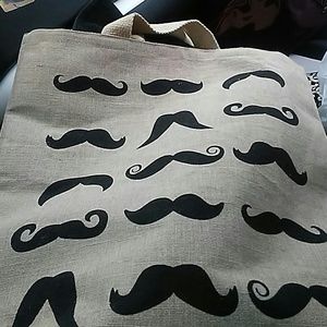 Jute Mustaches Tote Bag