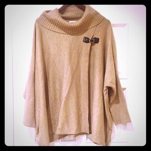 Tan sweater ponchos turtle neck