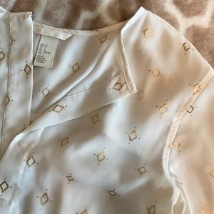 White and gold foil blouse