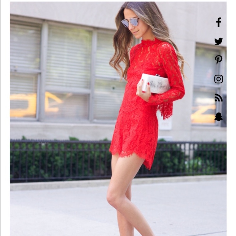 Red lace Sailor romper - revolve clothing