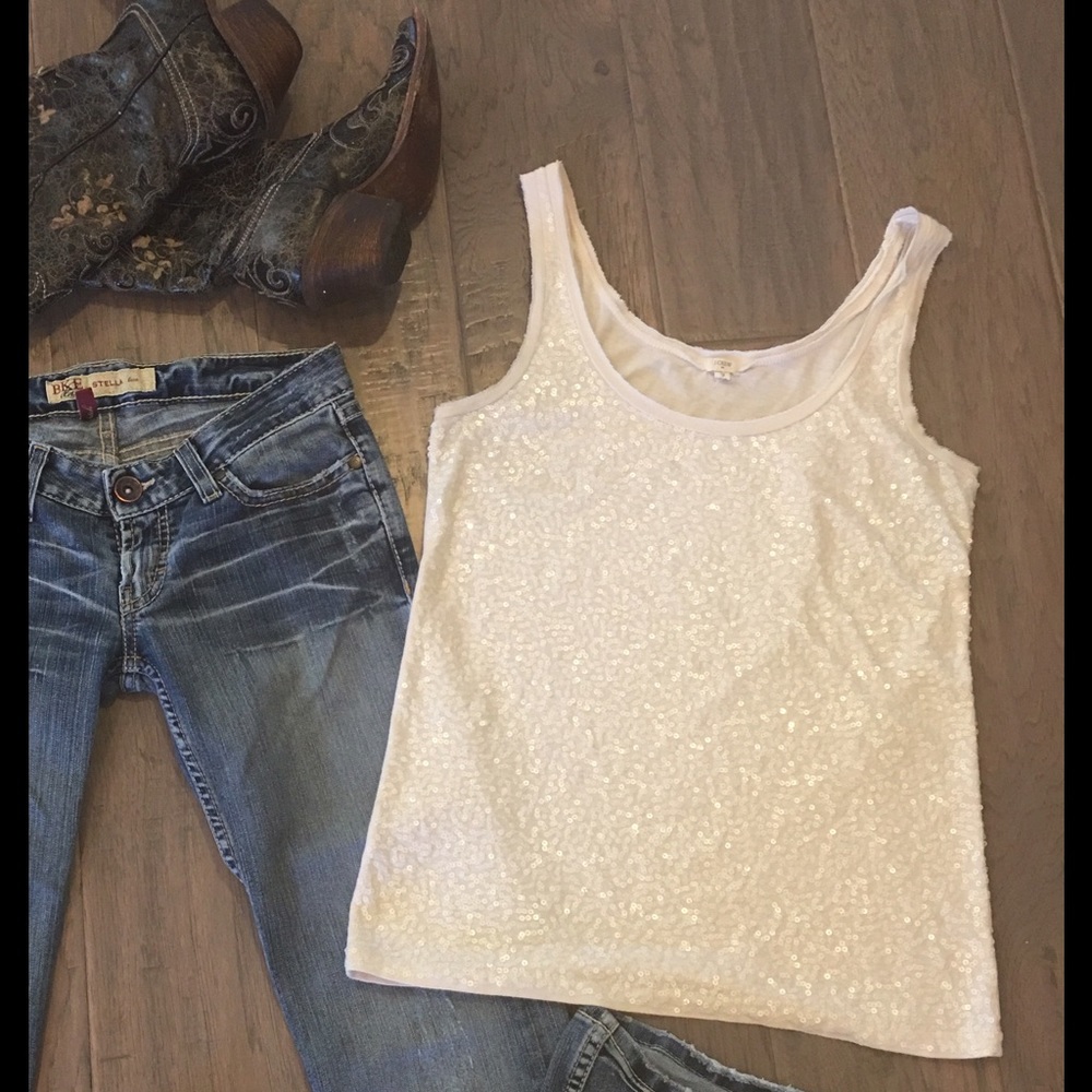 JCREW, ivory sequin tank, Size S - Picture 3 of 4