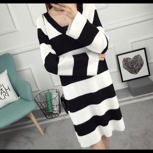 black and white sweater dress