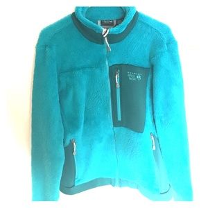 Teal colored Mountain Hard Wear fuzzy jacket